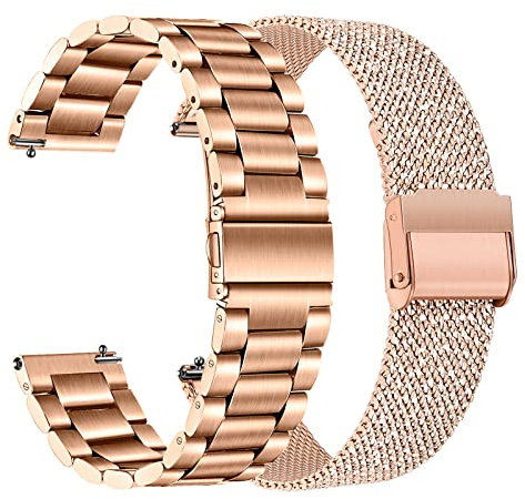TRUMiRR Compatible avec Galaxy Watch 4 40mm 44mm Bracelet Homme Femme, Bracelet en Acier Inoxydable à Mailles Bracelet de Montre en métal d'art pour Samsung Galaxy Watch4 Classic 42mm 46mm