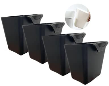 Rikyo Confezione da 4 portabicchieri da appendere, cestini, accessori per carrello, 4,75 x 4 cm, contenitori da appendere per matite, contenitori da appendere, portapenne, porta trucchi (nero)