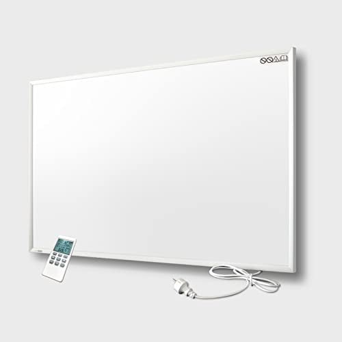 Infrarotheizung Standgerät mit Thermostat - 900 Watt - Elektroheizung mit Standfüßen & Wandmontage - Standheizung mit Rollen - Heizpaneel Heizung Elektrisch - Überhitzungsschutz - Energieeinsparend