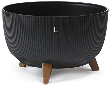 MELTOM Blumentopf Schale mit Füßen Einsatz Kräutertopf Übertopf Pflanzschale Eco Recycled (Schwarz, L - 40 cm)