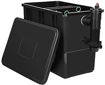 Aquadock Gartenfilter für Koi-Teich, Pool-Durchflussfilter mit 6 Filterbürsten und Filterschwämmen, passend für bis zu 3200 Gallonen (Teichfilter)