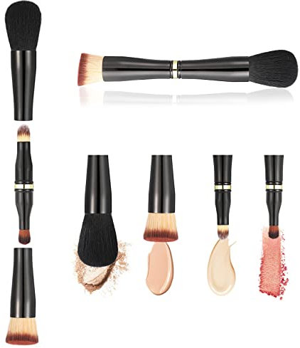 Make-up-Pinsel-Set, Reise-Make-up-Pinsel-Set mit Etui, 4-in-1-Make-up-Pinsel mit zwei Enden für Grundierung, Concealer, Puder