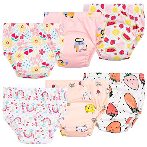 Culotte Apprentissage propreté Fille Garcon，Lot de 6 Coton rembourrées pour bébé propreté Enfant Doux Lavable, 2-6 Ans (as4, Age, 4_Years, Regular, Rose)