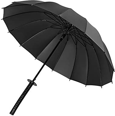 GOGUY 16 Knochenschwarze Regenschirme, Samurai Dress -Schirm, Regenschirme für sonnige und regnerische Tage