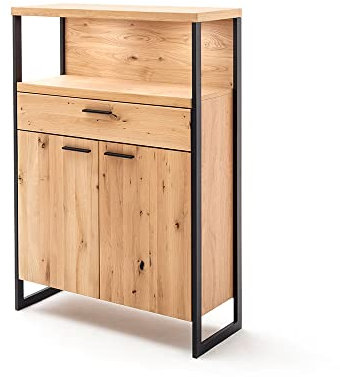 Lomadox Highboard in Eiche Bianco geölt (teilmassiv), B/H/T ca. 95/136/38 cm