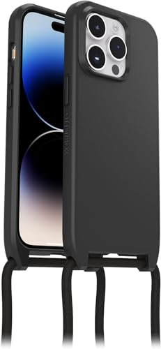 OtterBox React Necklace Hülle mit MagSafe für iPhone 14 Pro, ultraschlanke, schützende Hülle mit Verstellbarer und Abnehmbarer Handykette, Getestet nach Militärstandard, Schwarz