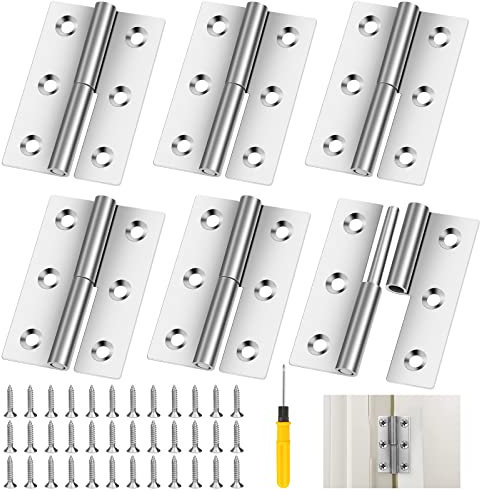 JNWYH 6 Stücke Scharnier, Abnehmbares Klavierband mit 36 Schrauben und 1 Schraubendreher für Schränke,Kleiderschränke,Türen,Fenster,Schubladen(7.5 * 5cm)