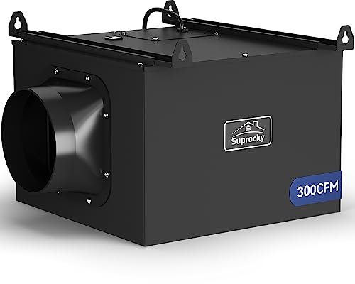 SUPROCKY Ultra Quiet Bathroom Exhaust Fan, Remote Mount In-Line Fan 300CFM, Ventilation for Kitchen, Garage and Residential Applications, Medium, White