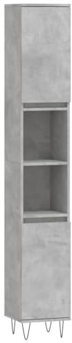vidaXL Badschrank, Badezimmerschrank mit viel Stauraum, Hochschrank mit Eisenbeinen, Aufbewahrungsschrank Bad Badezimmermöbel Badmöbel, Betongrau Holzwerkstoff