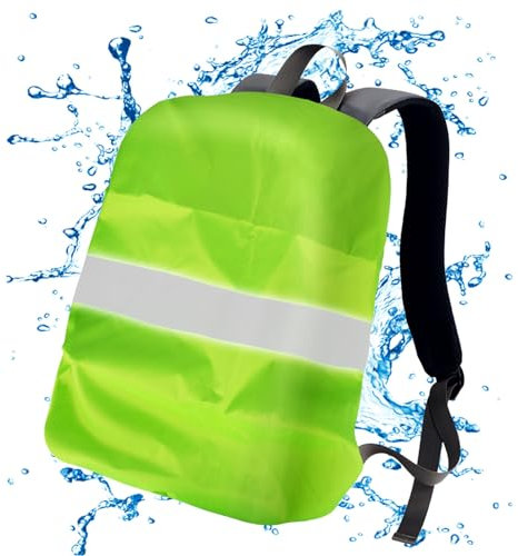 RUCUDIM Regenschutz für Rucksack, Regenschutz Schulranzen mit Reflektorstreifen, Universal Rucksack Regenschutzhülle, Rucksack Überzug 35L, Schultasche für Wandern, Camping, Reisen, Radfahren