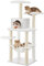 Feandrea Kratzbaum, 138 cm Katzenbaum, modern, mehrstöckiger Katzenkratzbaum, Kuschelhöhle, Sisalstämme, Hängematte, Plattformen, weicher Plüsch, waschbare Kissen, wolkenweiß PCT164W01