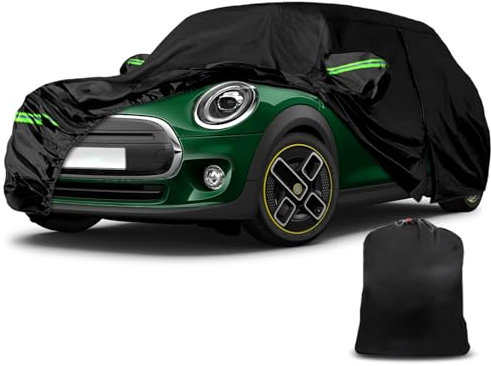 Autoabdeckung Wasserdicht Atmungsaktiv Passend für Mini Electric/Mini Cooper SE 2020-2023, Vollgarage Autoplane mit Tür-Reißverschluss, Schloss und Winddicht Bands für Regen Sonne Staub Schutz