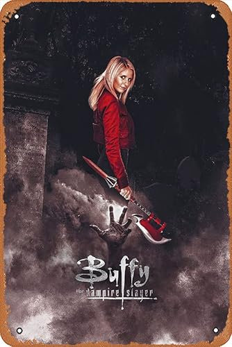 Muecddoa Filmposter Retro Metallschild Buffy the Vampire Slayer Filmposter Kunst Klassische Filmposter Wandkunst Dekor Blechschild - 20,3 x 30,5 cm