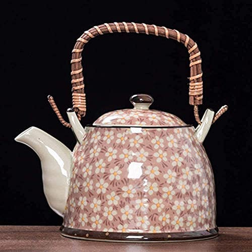 FLOWFX Teapot Kettle Single Pot Lift Beam Retro Tea Set Ceramic Large Capacity Teapot for Bulk Tea and Tea Bags for Home and Tea Party (Pink 1000ml) lofty ambition