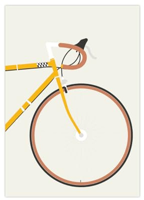 Generisch Fahrrad Poster | Bild Rennrad minimalistisch Gelb Beige (A2 (59,4x42 cm))