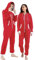 Dodheah Tutina Unisex per Adulti Tuta Comoda Pigiama di Natale con Cappuccio e Cerniera Abiti da Notte Homewear Rosso-Cerniera Bianca-L