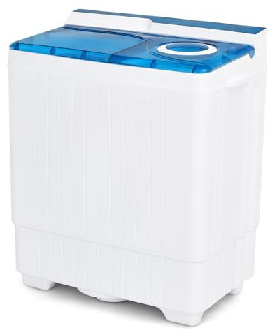 GiantexUK Twin Tub Washing Machine, 8.5KG/10.5KG Washing Machine and Spin Dryer Combo with Drainage & Timer Control, Mini Portable Washer for Dorm Apartment (6.5kg Washer 2kg Dryer, Blue+White)
