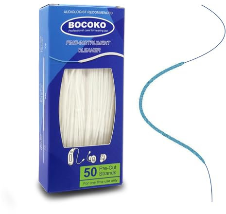 BOCOKO 50 Count Hearing Aid Cleaner Ready-to-Use Stands Effective Thread-Fine Instrument Cleaning Kits for Hearing Devices (50)