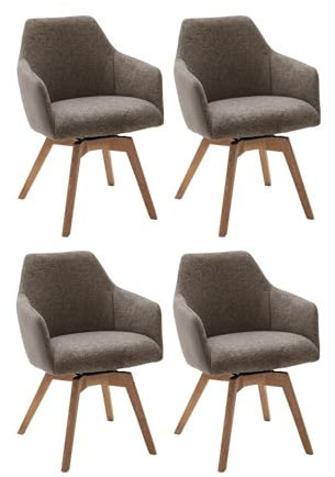 Polsterstühle - Cappuccinofarben - Stoffbezug - Holzgestell - drehbar - 4er Set