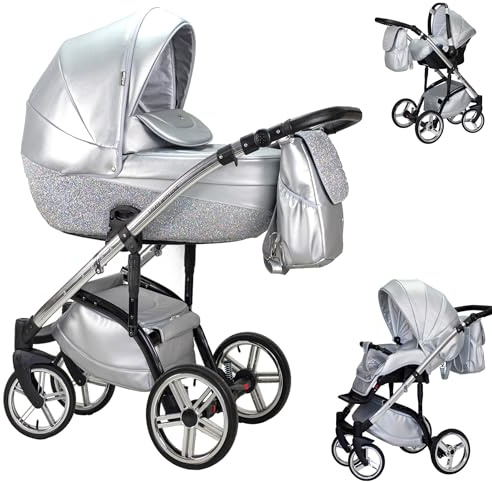 Kinderwagen-Set 4 in 1 Vip Lux inkl. Sportsitz und Autositz - 12 Teile - in 18 Farben