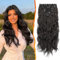 BARSDAR Clip in Haarverlängerung Für Damen, 50CM Lang Wellig Schwarz Braun Haarextension Clip in 6PCs Voller Kopf Dickes Synthetisches Haarteil Halloween (Schwarz Braun)