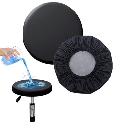 Veesper Barhocker-Bezüge 2 Stück rutschfest rund Stretch-Hockerbezüge 35 cm langlebig wasserdicht Leder Stuhlbezug hocker bezug Schutz für runde Hocker
