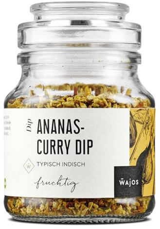 Wajos Ananas-Curry Dip vegan, 85g: typisch indischer Dip, Vegane Feinkost als Bestandteil von Gewürz Geschenksets
