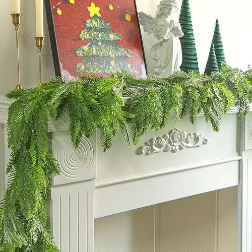 3M Christmas Norfolk Pine Garland - Artificial Cypress Greenery - Natural Touch Decoration for Outdoor Indoor Christmas Table Fireplace Wall Home