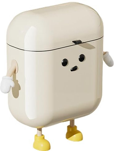 Ruhnjyg 9L/12L Hanging Trash Bin With Lid, Wall-mounted Kitchen Trash Can, Cream-Colored Trash Can, High AppearanceLevel, For Food Waste And Bathroom, Cupboard, Cabinet Door