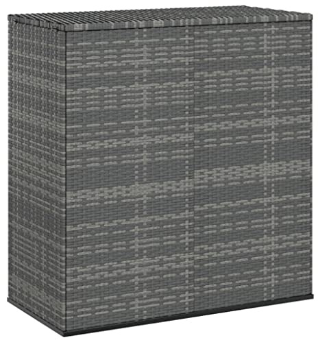 prissent Garten-Kissenbox PE Rattan 100x49x103,5 cm Grau Storage Boxes Gartenbox Deckboxen Rattan Kissenbox Outdoor Rattan Box Kissenbox Garten Garten Rattan