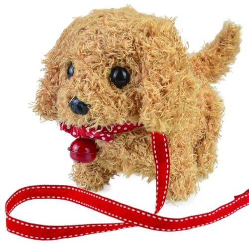 TLYYUKP Hund Spielzeug Kinder Toy Dog with Walking, Barking, Tail Brush, Spielzeug Hund Laufender HundSpielzeug für Kinder Hund mit Leine der SpielzeugHund der Läuft und Bellt Geschenk