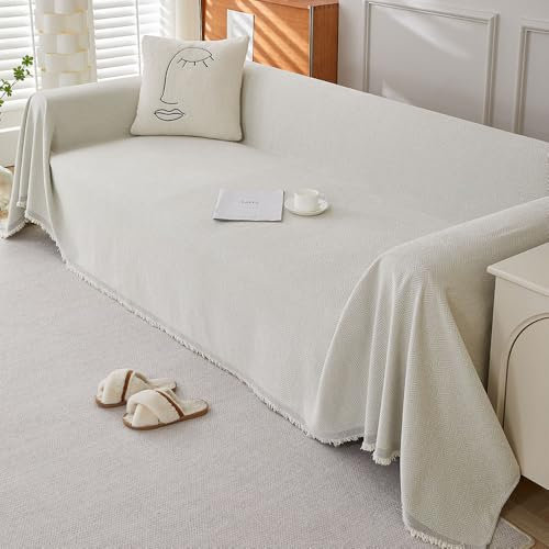 Highdi Sofadecke 1 2 3 4 Sitzer Sofa Überzug L Form Sofabezug Ecksofa Universelle rutschfeste Couch Überzug Einteiliger Vielseitige Sofa Cover Decke (90x90cm,Weiß)