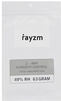rayzm 2-Wege 49% Feuchtigkeitskontroll-Pack, 63g – Natürlicher Feuchtigkeitsabsorber & Befeuchter für Saiteninstrumente aus Holz, aus Holzfasern und Baumwolle hergestellt