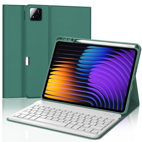 IVEOPPE Teclado Xiaomi Pad 7/7 Pro 11.2 2025, Funda Teclado Español Ñ Desmontable Bluetooth para Xiaomi Pad 7/7 Pro 11,2 2025, Verde Oscuro
