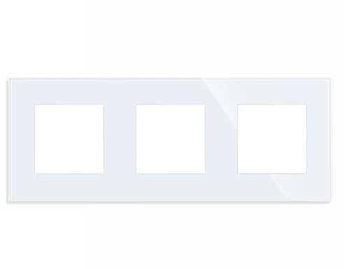 3er Glas Rahmen für Steckdose Schalter, Schuko Einzelsteckdose Wandsteckdose Steckdose 86x86mm EU-Standard | weiß - Rahmen 3er