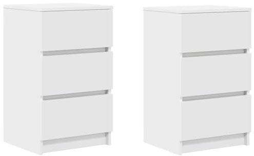 vidaXL Nachttische mit 3 Schubladen 2 STK. Weiß 39x35x65 cm, Nachtschrank, Nachtkommode, Betttisch, Nachtkonsole, Bettschrank