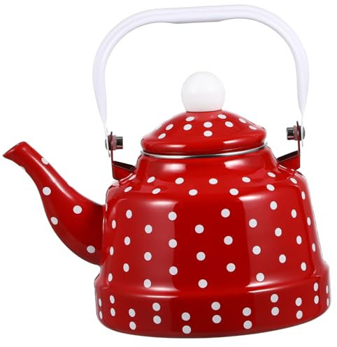 Cabilock Enamel Teapot Kettle Hot Water Dispenser Gooseneck Stove Tea Infuser Cold Brew Tea Spout Lovers Colorful Teapot Coffee Maker Boiling Reusable Red Electric Coffee Machine Funky