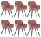 JYMTOM 6er-Set Esszimmerstühle mit dickem Samtstoff gepolsterter Sitz, Metallbeinen, Armlehnen und Rückenlehne Eckstuhl für Lounge Wohnzimmer (6, Rosa)