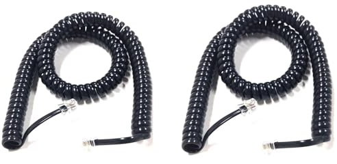 MZMSBAO Telephone Handset Cable Landline Phone Handset Cable for Family Telephone Accessory- Black (Black:2pcs+25Ft Uncoiled)