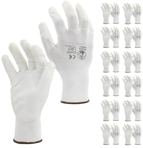 STI Guanti da lavoro Spalmati in PU poliuretano Bianco 10 XL (Pacco da 12pz)