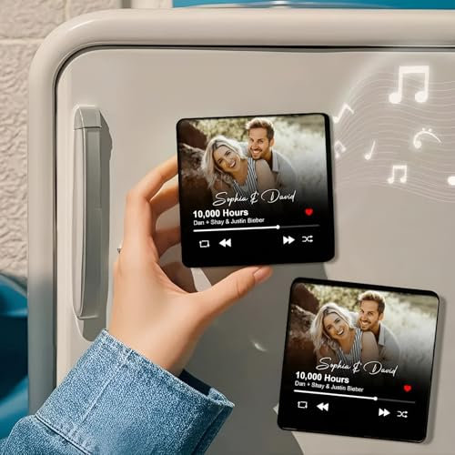 Imán para nevera de regalo de música personalizado, caja de música con foto personalizada, imán de música fotográfica con cable de carga, imán de nevera personalizado con cubierta de álbum, puede
