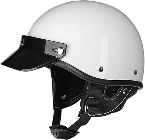 Motorrad Halbhelm Deutscher Stil Vintage Open Face Helmkappe Mit Sonnenblende Dot Ece Approved Chopper Scooter Crash Retro Moped Helme, D, L=59~60cm