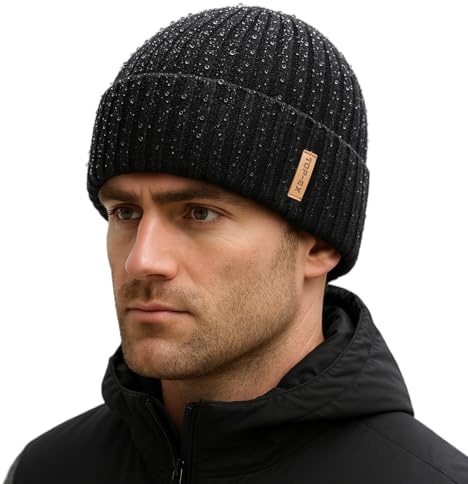 TOP-EX DryKnit™ wasserdichte L/XL/XXL Winter Strickmütze Herren Damen Fleece Gefüttert Thermo Warm Watch Cap Skull Cap Kaltes Wetter