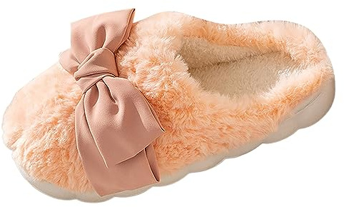 Generisch Quattro Stagioni Pantofole Carine Per Cotone, Ciabatte Donna 2025 Ciabatte Donna Peluche Natale Ciabatte In Pelle Di agnello, Colore: arancione., 37 EU