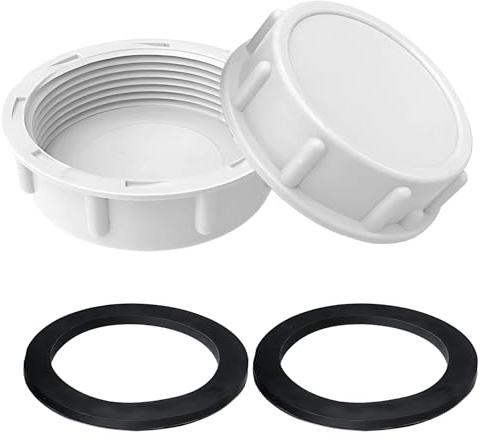 2 Pcs Plastic End Caps, Female Threaded Leak-Proof Drain Seal Blanking Cap for Washing Machine Kitchen Bath Laundry Waste Pipes (40mm White)