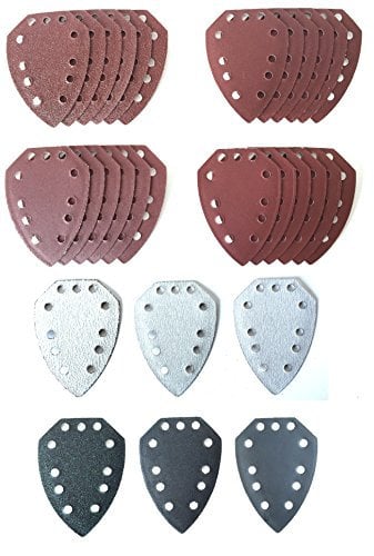 Set di 30 Pezzi di Carta Abrasiva per Levigatrice a Mano Parkside PAHS 10.8 A1, PAHS 12, PHS 160 B2, B3, PMS 130, XQ², XQ² SE, Dimensioni Come PHSZ30B2, PHSZ30C3 e PHSZ18C3