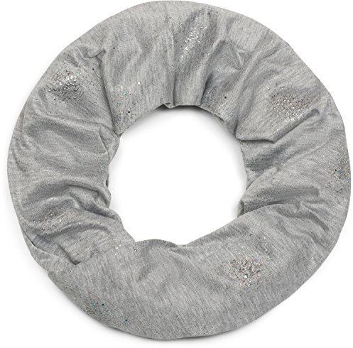 styleBREAKER Loop Schal mit Glitzer und Pailletten Punkte, Schlauchschal, Tuch, Damen 01017075, Farbe:Hellgrau meliert