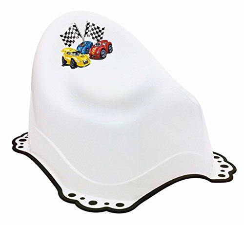 BIECO 11106550 - Kinder Töpfchen weiß, mit Cars Motiv Formula Race und Anti Slip Funktion, ca. 35 x 29 x 32 cm, ab 8 Monate bis etwa 3 Jahre