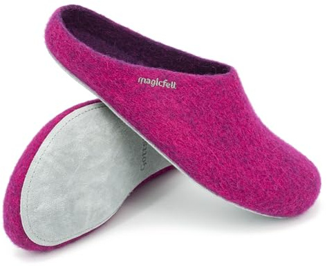 Magicfelt Filz-Hausschuh AP 701 aus reiner Merino-Wolle | Pantoffeln für Damen & Herren Magenta, 38