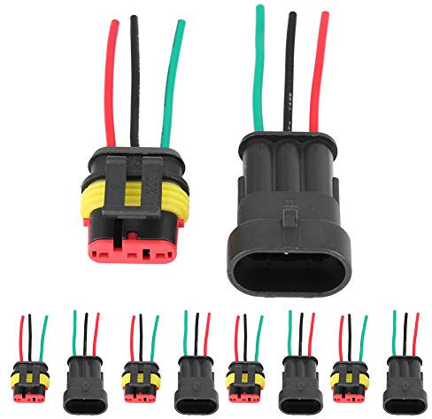 Connettore a 3 pin, 5 set Kit di prese elettriche a tenuta stagna per connettori impermeabili auto sigillati a 3 poli